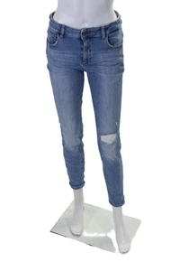 DL1961 Womens Zip Front Tapered Leg Distressed Jeans Blue Size 30 - Picture 1 of 5