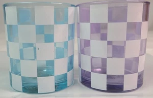 Tabletops Galerie Gläser Tassen blau lila Quadrate Schachbrettmuster  - Bild 1 von 7