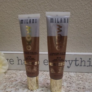 Lot of 2 Milani Glow Hydrating Skin Tint 410 Dark to Deep 29%Squalane Each 1 oz - Picture 1 of 2