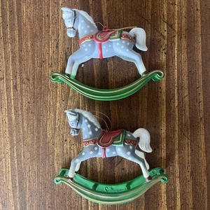 Vintage Plastic Grey Rocking Horse Christmas  Ornament  - Picture 1 of 5