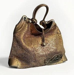 Anya Hindmarch “ Elrod “ Large Gold Woven Bronze Leather Tote Handbag - Picture 1 of 23