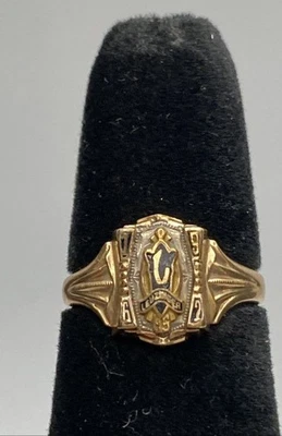 Herff Jones 10k Yellow Gold 1962 Leuzinger High School Size 4 3/4 Ring 3.3g - Image 1 of 4