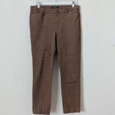 Pantalones ajustados a cuadros vintage Lauren Ralph Lauren, talla 12 marrón tostado ecuestre Foto 1 de 4