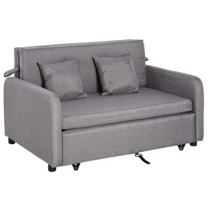 HOMCOM Divano Letto 2 Posti 2 in 1 Moderno con Vano Contenitore in Lino Grigio - Foto 1 di 10