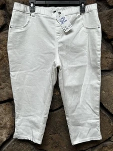 HUE Women's Ultra Soft White Denim Short Capri Legging Sz XL NWT - Picture 1 of 4