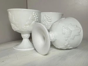 Indiana Harvest Grape Milk Glass Goblet - Picture 1 of 4