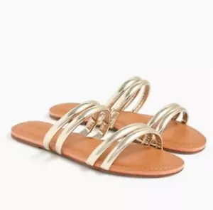 J. Crew AK140 Gold Metallic Riemchen Meer Slipper Pantoletten Sandalen Gr. 9 - Bild 1 von 4