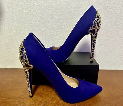 Zapatos de tacón morado talla 4 10 Foto 1 de 4
