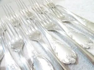 Vintage French silver-plated 11 dinner forks Christofle Marly 20,6cm - Picture 1 of 11