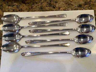 Lot Of 8 Antique Iced Tea Spoons By COURT Silver Plate x4 Wm Rogers x4 - Image 1 of 4