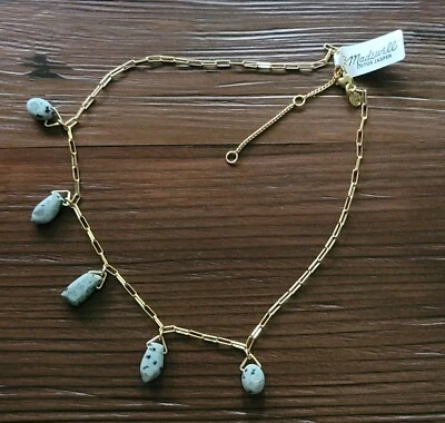 NUEVO CON ETIQUETAS COLLAR CADENA CLIP DIJES JASPE COLECCIÓN PIEDRAS MADEWELL CHAPADO EN ORO Foto 1 de 4