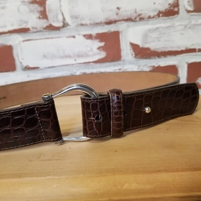 Womens Talbots Brown Reptile Embossed Leather Belt Small - Image 1 of 4
