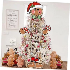 Christmas Tree Topper Head Arms and Legs, Xmas Peppermint Candy Gingerbread Man - Picture 1 of 7