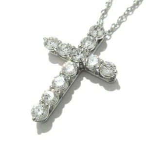 TIFFANY & Co. Platinum .42ct Diamond Cross Pendant Necklace $4,400 - Picture 1 of 7