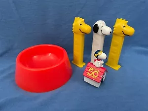 Vtg SNOOPY Lot 1973 Dog Bowl (3) PEZ Dispensers Slovenia Woodstock Peanuts 50th - Picture 1 of 16