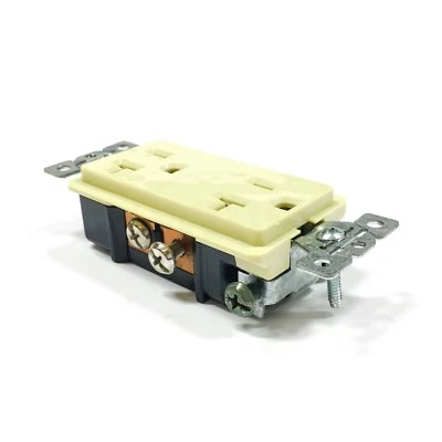 Arrow Hart DEC20I  Decorator Receptacle, 20A 125V,  Ivory, Commercial, Side Wire - Image 1 of 4