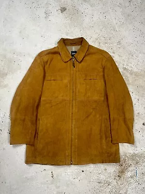 Hugo Boss Goat Skin Leather Suede Jacket Distressed 54 - Image 1 of 4