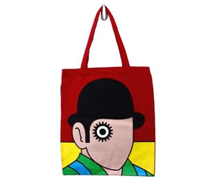 Borsa tote in tela Anthony Burgess arancione funzionante fuori stampa rossa - Foto 1 di 3