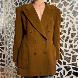 Abrigo Blazer ESCADA Margaretha Ley Vintage Lana Angora Doble Pecho Camel 44 - Imagen 1 de 11