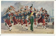 Color Postcard, Pipes & Drums of the Royal Scots (The Royal Regimen, Scotland(C)