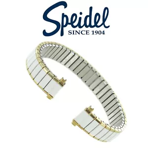 SPEIDEL 2231/37L TWIST-O-FLEX WATCH BAND YELLOW GOLD/WHITE ENAMEL FITS 10-13mm - Picture 1 of 4