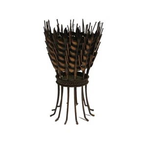 Hallmark Standing Metal Wheat Sheaf Candle Holder 7”x4.5” Burnished Copper Color - Picture 1 of 18