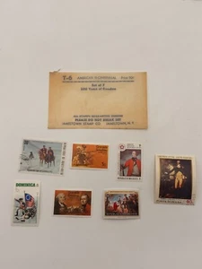 Juego de estampillas vintage del Bicentenario Americano 1976 Jamestown T-6 - 7 estampillas extranjeras - Imagen 1 de 3