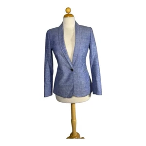 J. Crew Parke M Blue Linen Blend Blazer Jacket Preppy - Picture 1 of 5