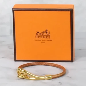 【HERMES】 Jumbo H　Leather bracelet gold - Picture 1 of 11