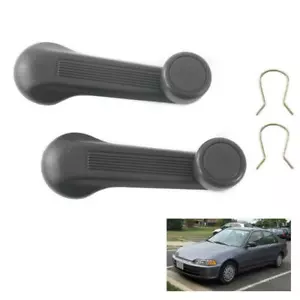 Par de reguladores de manivela de ventana gris para Honda todos los modelos Civic Accord CX DX - Imagen 1 de 6