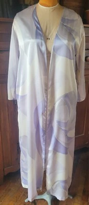 Vintage Oscar De La Renta Blue Floral Caftan Robe Sz XS - Image 1 of 4