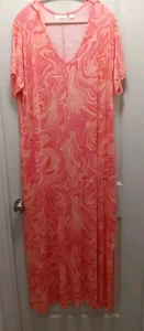 QVC Belle By Kim Gravel 1XT Marble Print Jersey Knit Maxi Dress Coral - Bild 1 von 7