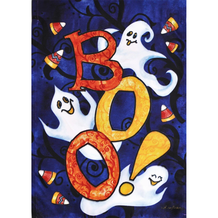 BOO! GHOSTS 12.5" X 18" GARDEN FLAG 11-1733-150 RAIN OR SHINE FALL SEASONAL - Image 1 of 1