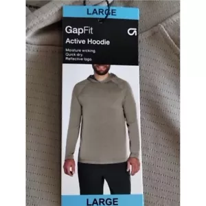 Sudadera con Capucha GapFit Active Absorbente de Humedad Bronceado Secado Rápido Logo Reflectante Mediana Nueva con Etiquetas - Imagen 1 de 8
