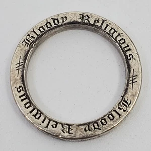 Anillo religioso sangriento vintage de plata esterlina 925 con bordes grabados logotipo ENDZ talla 12 - Imagen 1 de 5
