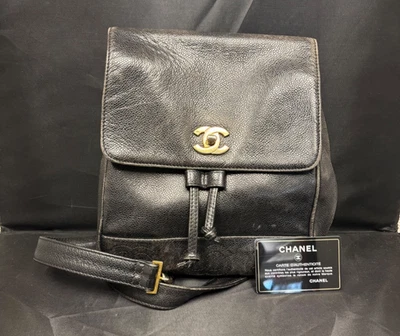CHANEL Coco Caviar Black Leather Triple CC Flap Backpack Gold Hardware Authentic - Image 1 of 4