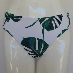 new CUPSHE Bikini Bottoms, S, White/Green leaf print, lower cut, Cheeky - Picture 1 of 11