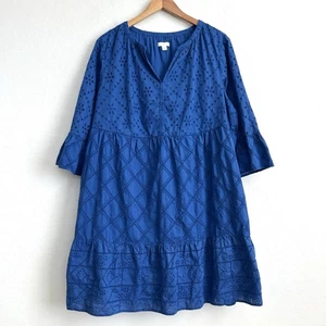 Abito J Jill PETITE XL cambio a strati occhielli posto balza tasche blu royal - Foto 1 di 9