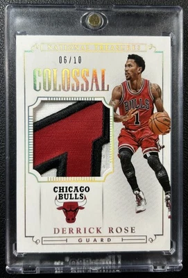 Derrick Rose 2014-15 National Treasures #5 Colossal Prime parche usado en juegos 06/10 Foto 1 de 2