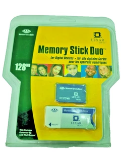 Official Lexar MagicGate Memory Stick Pro Duo 128MB Memory Card NEW PSP Cameras - Picture 1 of 8