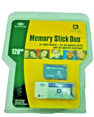 Official Lexar MagicGate Memory Stick Pro Duo 128MB Memory Card NEW PSP Cameras - Image 1 of 4