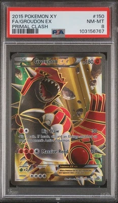 2015 Pokémon XY Primal Clash Groudon EX Full Art 150/160 Ultra Rare Holo PSA 8 - Image 1 of 2
