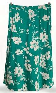 J. Crew Vintage Green Floral Satin Skirt Women’s Small Elastic, A Line - Picture 1 of 4