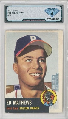 1953 Topps ED EDDIE MATHEWS #37 💎 DSG 4 MUITO BOM ESTADO/EXCELENTE - Imagem 1 de 2