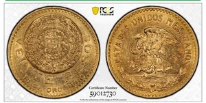 1918 Mexiko Gold 20 Pesos PCGS AU58, BESSERES DATUM!!! - Bild 1 von 2