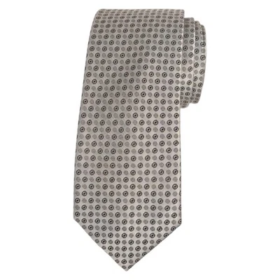CALVIN KLEIN Mens Necktie Silver Tonal Geometric Classic 3.0 Silk Blend Neck Tie - Image 1 of 4
