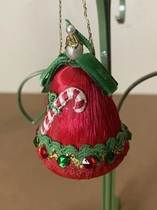 June Zimonick Candy Cane Bell Vintage Ornament Beaded Crystal - Picture 1 of 7