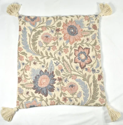 Jacquard Tassel Reversible Decorative Pillow Cover 20x20 Floral Multicolor - Image 1 of 4