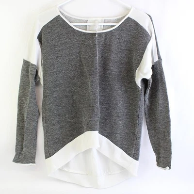 Paper Crane Black White Hi Lo Long Sleeve Blouse Pullover Top Women's Size Small - Image 1 of 4