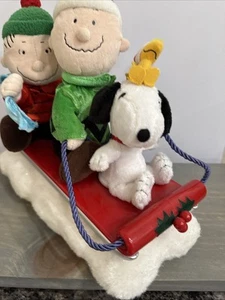 Vintage Gemmy animierter Musikschlitten Snoopy Charlie Brown Linus Peanuts funktioniert gebraucht, in einwandfreiem Zustand - Bild 1 von 12